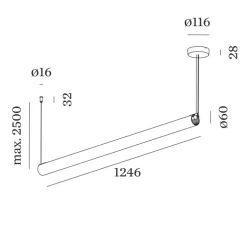 Suspension, Finelle 1.0, noir, LED, dim, 2700K, 1040 lm, L124,6cm, H6cm - Wever&Ducré