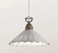 Suspension, Fior Di Pizzo 08, blanc, laiton brut, Ø30cm, H20cm - Il Fanale