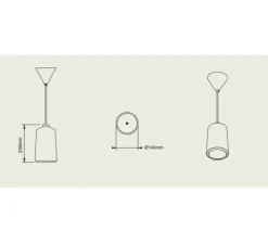 Suspension, Flame Tall, terra mat, câble blanc, IP44, LED, dim, 2700K, 800 lm, Ø14cm, H23cm - Pott