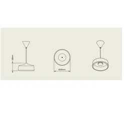 Suspension, Flame Wide, terra mat, câble blanc, IP44, LED, dim, 2700K, 800 lm, Ø28cm, H12,6cm - Pott