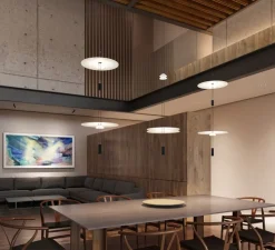 Suspension, Flamingo mini 1590, blanc et noir, LED, dim, 2700K, 1152 lm, Ø45cm, H125cm - Vibia