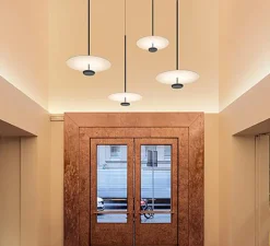 Suspension, Flat 5935, gris, LED, 2700K, 1740lm, Ø40cm, H80cm - Vibia