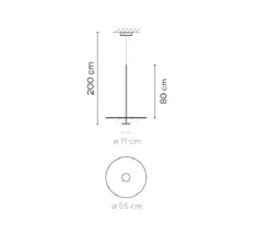 Suspension, Flat 5940, vert, LED, dim, 2700K, 1740 lm, Ø55cm, H80cm - Vibia