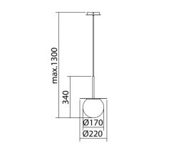 Suspension, Floc, laiton, IP44, Ø22cm, H34cm - MDC