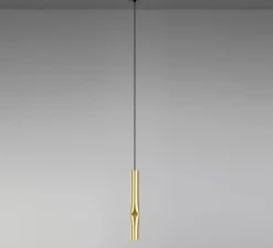 Suspension, Flow, A-3734, or satiné, rosace noire, LED, 2700k, 565 lm, Ø3,5cm, H32cm - Estiluz