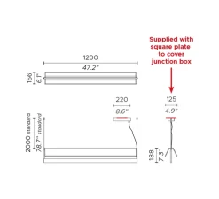 Suspension, Fly 120, nickel doré satiné, blanc, LED, dim, 2700K, 4800 lm, L120cm, H18,8cm - Contardi