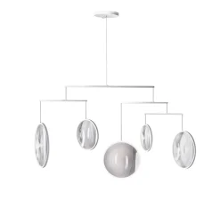 Suspension, Focus x5, blanc, LED, dim, 2700K, 3180 lm, L160,8cm, H131cm - DCW éditions Paris