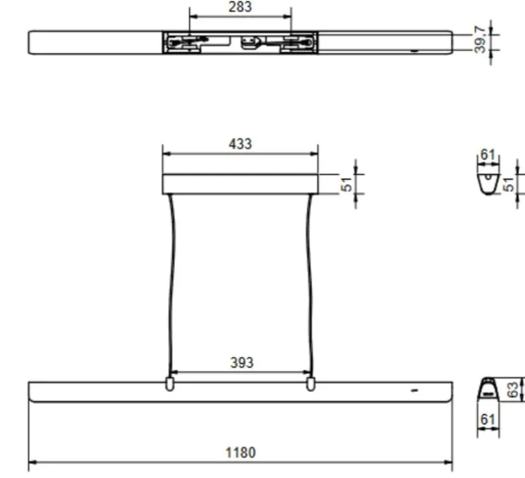 Suspension, Fold linear G2, blanc, LED, dim, 2700K, 2435 lm, L118cm, H6,3cm - Belid