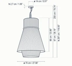 Suspension, Folie S/70.2, blanc, Ø70cm, H97cm - Bover
