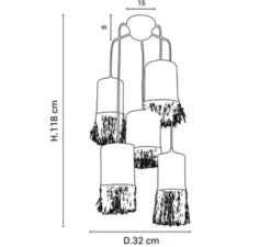 Suspension, Formentera 5L, naturel, Ø 32cm, H118cm - Market Set