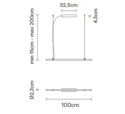 Suspension, Freeline,noir, LED, .3000k, L100cm, H2.3cm - Fabbian