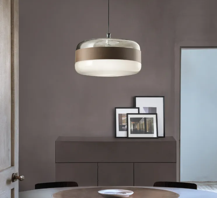 Suspension, Futura SP G, verre fumé, Ø40cm, H25cm - Vistosi
