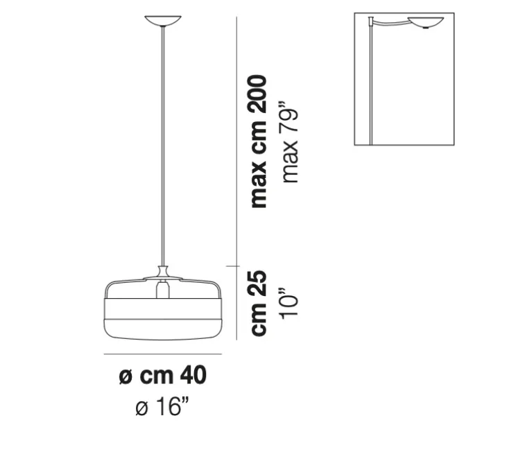 Suspension, Futura SP G, verre fumé, Ø40cm, H25cm - Vistosi