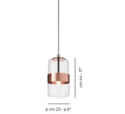 Suspension, Futura SP M, rose satiné, cristal, Ø23cm, H44cm - Vistosi