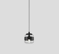 Suspension, Futura SP P, noir, cristal, Ø20cm, H24cm - Vistosi