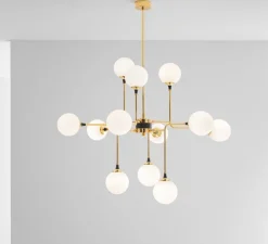 Suspension, Galassia, blanc et or, L90,5cm, H96cm - Stilnovo