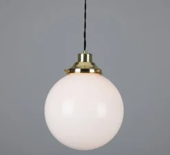 Suspension, Gentry, laiton poli, opalin, Ø25cm, H30cm - Mullan Lighting