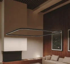 Suspension, Geometric Square Mini, noir, LED, dim, 2700K, 11527 lm, Ø250cm, H6cm - LEDS C4