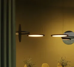 Suspension, Geometry Suspended Adjustable 672 1x, noir, LED, dim, 3000K, 2018 lm, Ø67,2cm, H3cm - Modular