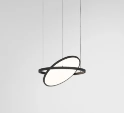 Suspension, Geometry Suspended Adjustable 672 1x, noir, LED, dim, 3000K, 2018 lm, Ø67,2cm, H3cm - Modular