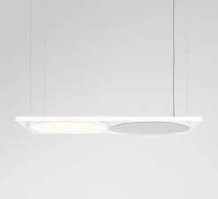 Suspension, Geometry Suspended Adjustable 672x1288 2x, blanc, argent chromé, LED, dim, 3000K, 4634 lm, L128,8cm, H3cm - Modular