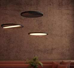 Suspension, Geometry Suspended Adjustable 672 1x, noir chrome, LED, dim, 3000K, 2018 lm, Ø67,2cm, H3cm - Modular