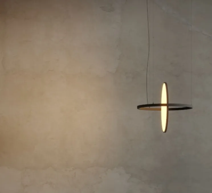 Suspension, Geometry Suspended Adjustable 672 1x, noir chrome, LED, dim, 3000K, 2018 lm, Ø67,2cm, H3cm - Modular