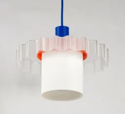 Suspension, Gigi n°1, câble bleu foncé, bleu, blanc, orange, Ø28cm, H21,5cm - Warren & Laetitia