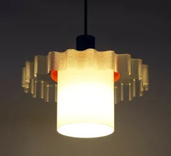 Suspension, Gigi n°1, câble bleu foncé, bleu, blanc, orange, Ø28cm, H21,5cm - Warren & Laetitia