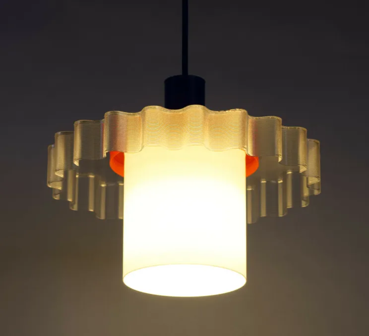 Suspension, Gigi n°1, câble bleu foncé, bleu, blanc, orange, Ø28cm, H21,5cm - Warren & Laetitia