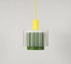 Suspension, Gigi n°4, câble jaune, jaune, vert, transparent, Ø18cm, H21cm - Warren & Laetitia