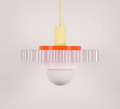 Suspension, Gigi n°3, câble jaune pastel, lilas, orange, Ø28cm, H14,5cm - Warren & Laetitia pour Nedgis