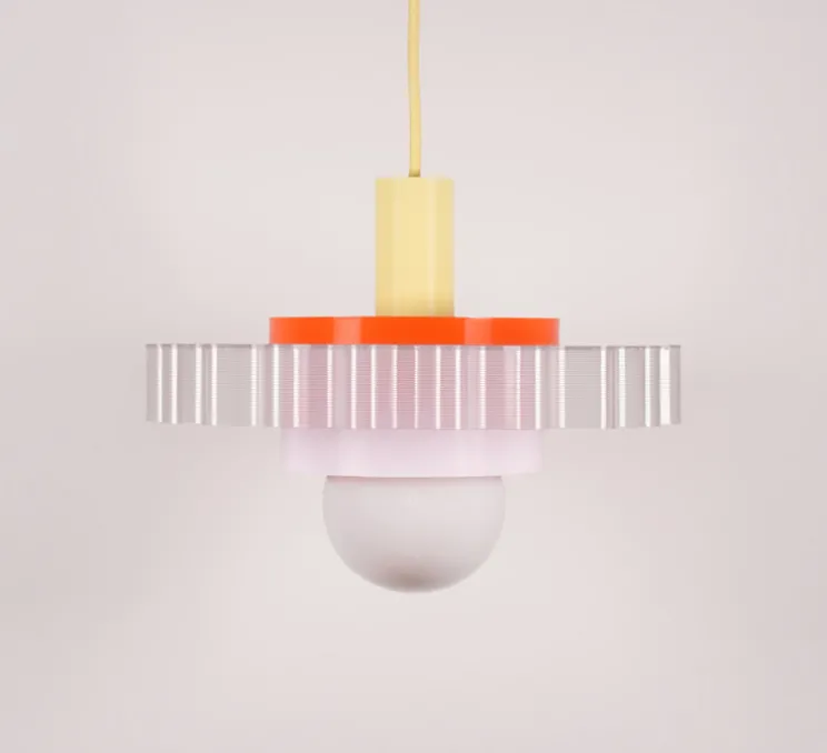 Suspension, Gigi n°3, câble jaune pastel, lilas, orange, Ø28cm, H14,5cm - Warren & Laetitia pour Nedgis