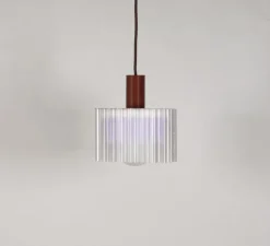 Suspension, Gigi n°2, câble marron, blanc, lilas, Ø18cm, H19cm - Warren & Laetitia