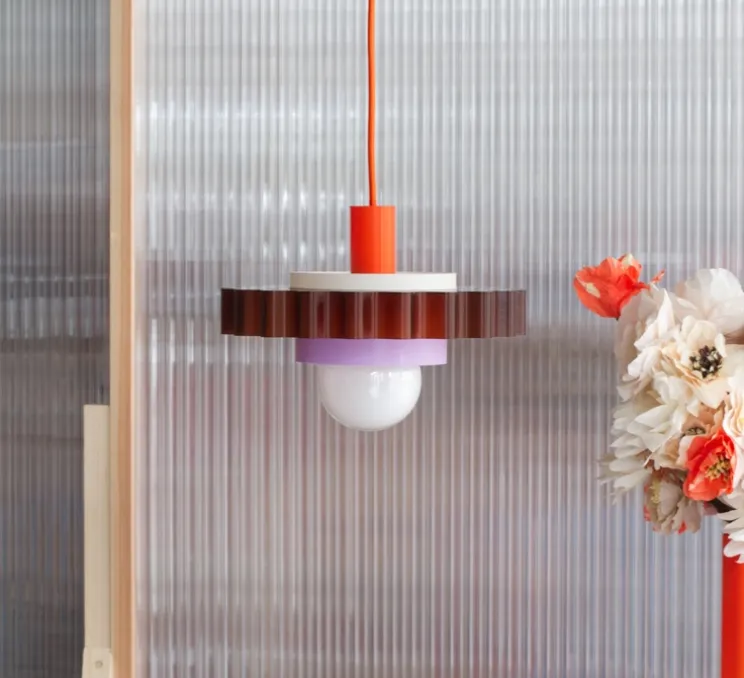 Suspension, Gigi n°3, câble orange, blanc, violet, Ø28cm, H14,5cm - Warren & Laetitia pour Nedgis