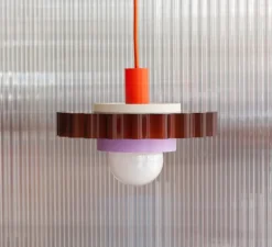 Suspension, Gigi n°3, câble orange, blanc, violet, Ø28cm, H14,5cm - Warren & Laetitia pour Nedgis