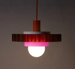 Suspension, Gigi n°3, câble orange, blanc, violet, Ø28cm, H14,5cm - Warren & Laetitia pour Nedgis