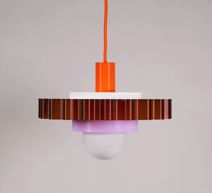 Suspension, Gigi n°3, câble orange, blanc, violet, Ø28cm, H14,5cm - Warren & Laetitia pour Nedgis