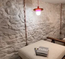 Suspension, Gigi n°3, câble orange, blanc, violet, Ø28cm, H14,5cm - Warren & Laetitia pour Nedgis