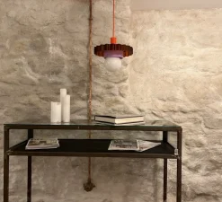 Suspension, Gigi n°3, câble orange, blanc, violet, Ø28cm, H14,5cm - Warren & Laetitia pour Nedgis