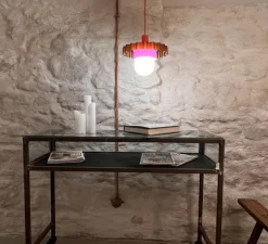 Suspension, Gigi n°3, câble orange, blanc, violet, Ø28cm, H14,5cm - Warren & Laetitia pour Nedgis