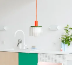 Suspension, Gigi n°2, câble orange, orange, vert, blanc, Ø18cm, H19cm - Warren & Laetitia