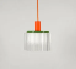 Suspension, Gigi n°2, câble orange, orange, vert, blanc, Ø18cm, H19cm - Warren & Laetitia