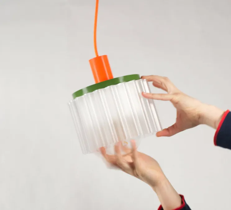 Suspension, Gigi n°2, câble orange, orange, vert, blanc, Ø18cm, H19cm - Warren & Laetitia