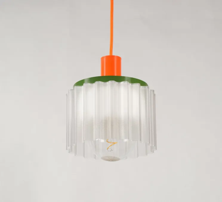 Suspension, Gigi n°2, câble orange, orange, vert, blanc, Ø18cm, H19cm - Warren & Laetitia