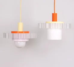 Suspension, Gigi n°1, câble orange, blanc, jaune pastel, Ø28cm, H21,5cm - Warren & Laetitia pour Nedgis