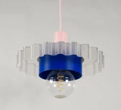Suspension, Gigi n°3, câble rose, rose, bleu, blanc, Ø28cm, H14,5cm - Warren & Laetitia