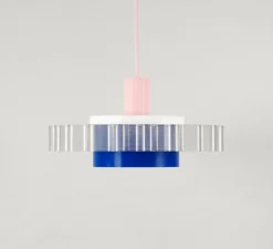 Suspension, Gigi n°3, câble rose, rose, bleu, blanc, Ø28cm, H14,5cm - Warren & Laetitia