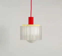 Suspension, Gigi n°2, câble rouge, jaune, blanc, Ø18cm, H19cm - Warren & Laetitia