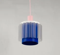 Suspension, Gigi n°4, câble rose, bleu, transparent, Ø18cm, H21cm - Warren & Laetitia